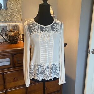 Taylor & Sage Ivory Lace Detail Blouse